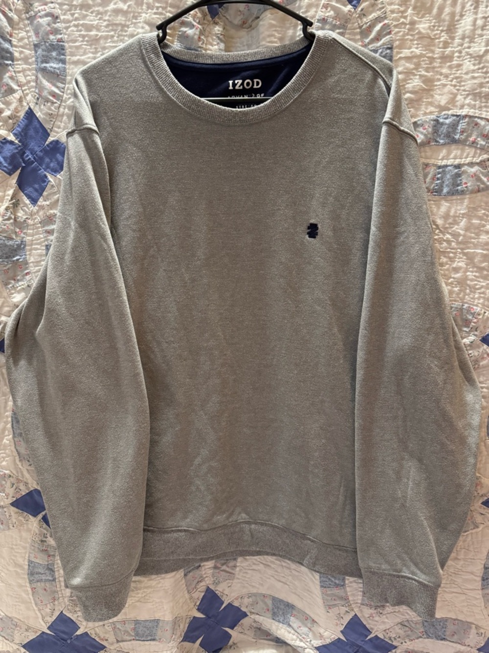 Izod Light Gray Crewneck Sweatshirt with Navy Logo